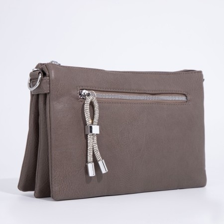 Bag Cross-Bodi with a zipper, khaki color-2