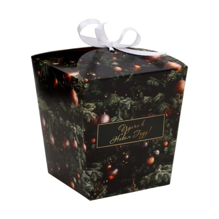 New Year. Bonbonniere, New Year's gift packaging "Beautiful spruce", 7.5 × 8 × 7.5 cm.-1