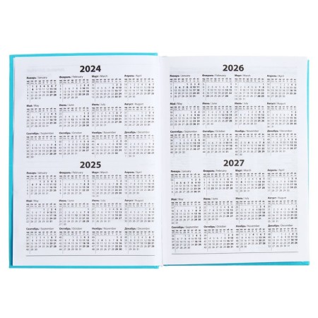 The diary is half -dantered for 4 years A5, 192 sheets, the cover of the boumville, turquoise-3