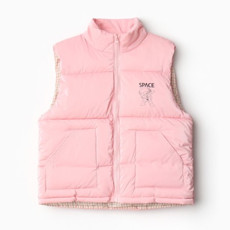 Warm vest for girls, pink color, height 140-146 cm