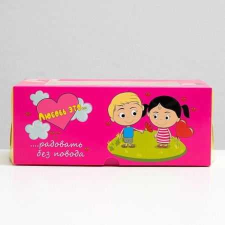 Packaging for 6 cupcakes with a window, "love is...", pink, 25 x 17 x 10 cm-2