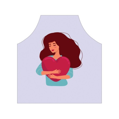 Apron kitchen with a photo print "Hugging heart", adjustable, size OS-2