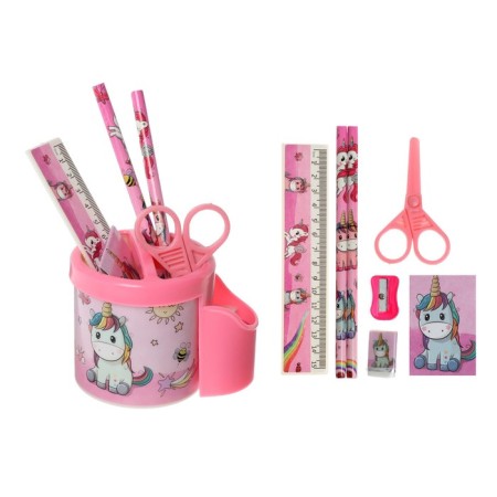 Tables of a desktop children's "unicorn" (stand+2 pencil+ruler+sharpener+eraser+notebook 8 sheets+scissors)