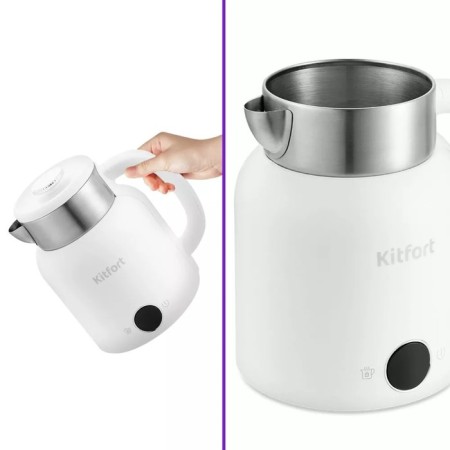 Electric kettle KitFort KT-6196-2, metal, 1.5 l, 2200 watts, white-3