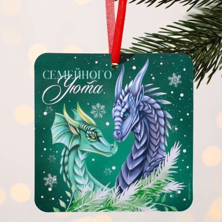 Christmas tree pendant fluorescent "Family heat", 12 x 12 cm-1