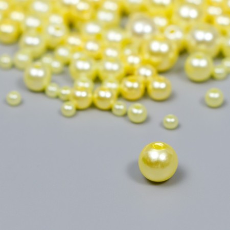 Beads for creativity plastic "Round. Light yellow" d = 3-8 mm, set 10 grams-1