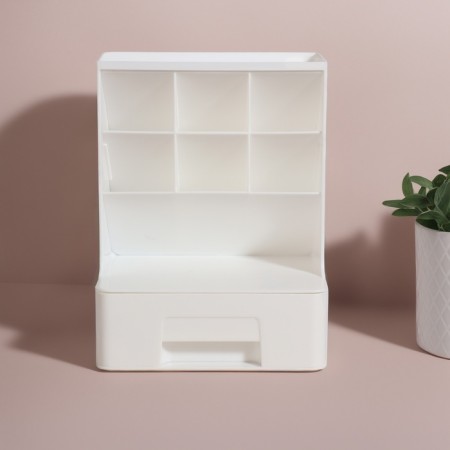 Organizer for storage, 6 sections, 1 box, 24 × 14 × 18 cm, white color-5