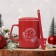 Ceramic mug with a spoon and lid "Miracles Time", 400 ml, red color