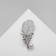 Brooch "Pen" with bead, white color in silver