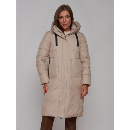 Coat insulated winter female, size 46, beige color-7