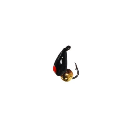 Mormyshka crap black, red eye + gold ball, weight 0.4 g-1