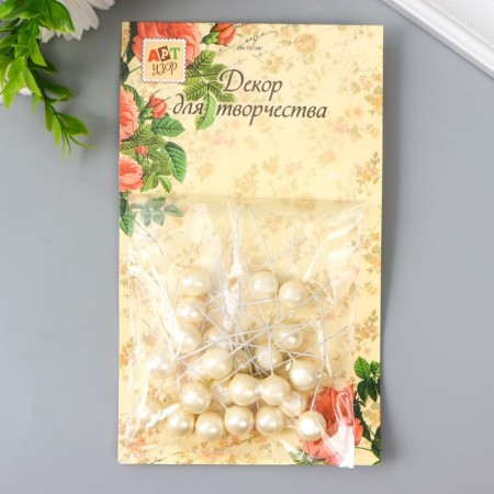 Decor for creativity "Ball white pearl" d = 1.2 cm set 25 pcs 6x1.2x1.2 cm-3