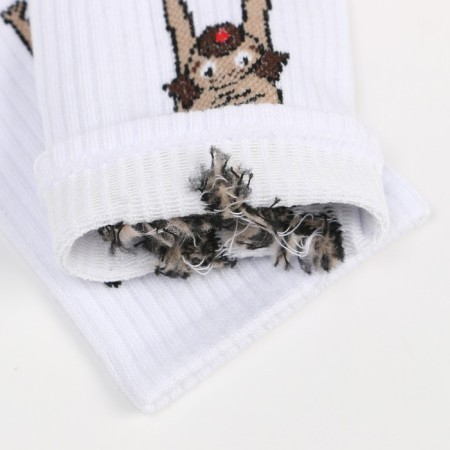 Women's socks, white color/pug, size 35-37-4