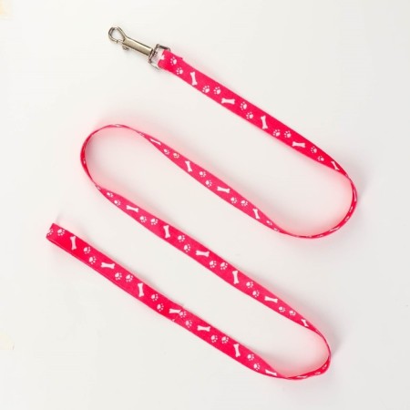 Kapron "Bones and Paws" kit, leash 120 x 1.5 cm, og 30-44 cm, pink-5