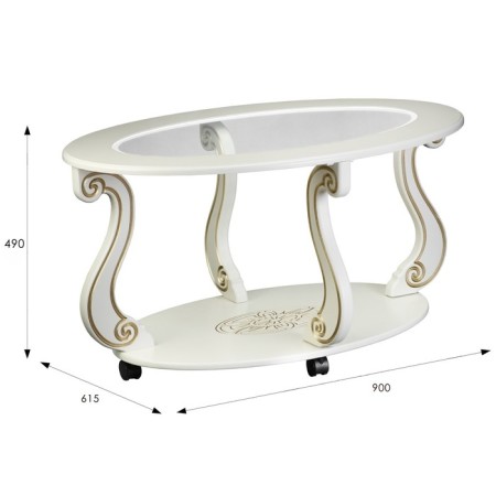Coffee table on wheels Ovation (C), 900x615x490, ivory/gold-1