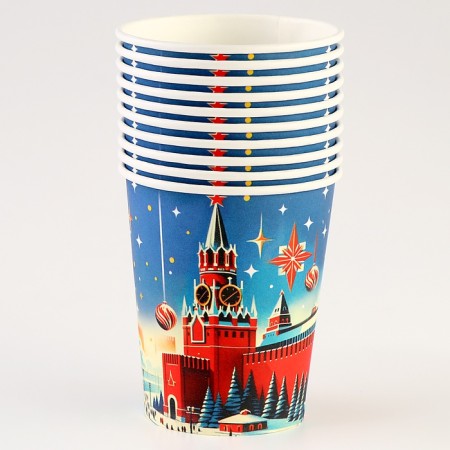 A single -paper glass “Happy New Year”, Kremlin Christmas tree, 250 ml-2