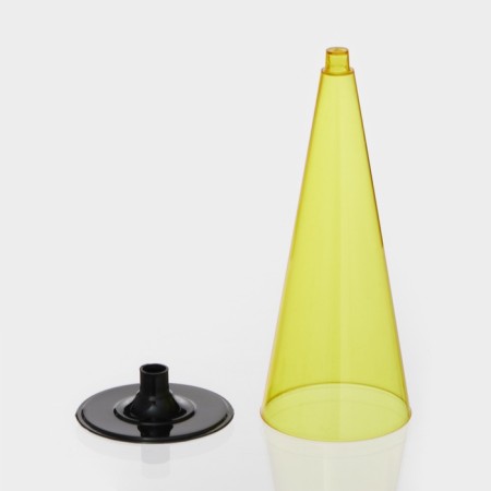 A plastic disposable “cone” plastic glass, 150-180 ml, 6 pcs in packaging, yellow color with a black leg-14
