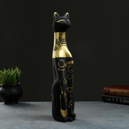 Figure "Cat Egyptian" Black painting 10x10x41cm-3