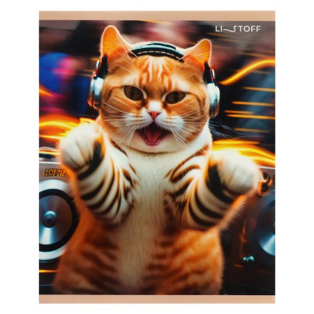Notebook of 48 sheets in a cage, "fluffy DJ", cover coated cardboard, glossy lamination, block 60 g/m2, mix-3