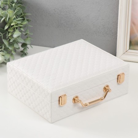 Casket to the leatherette for jewelry "banged" snow -white 8.5x23.5x19 cm-6