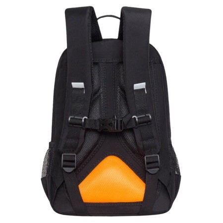 School backpack, 40 x 25 x 13 cm, Grizzly, ergonomic back, laptop department, black/orange-1