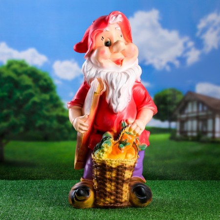 Garden figure "Gnome with a basket of vegetables large", 30x34x70cm