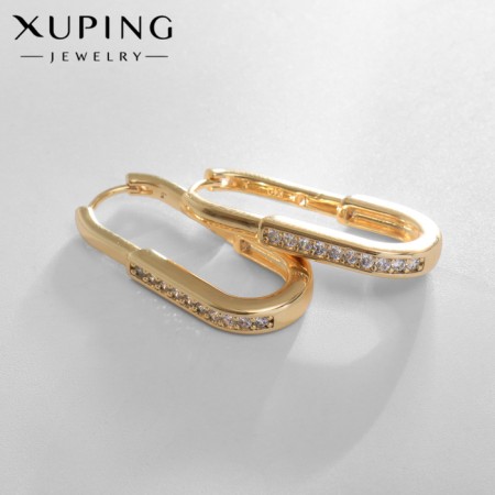Earrings with rhinestones Xuping recognition, path, white color in gold
