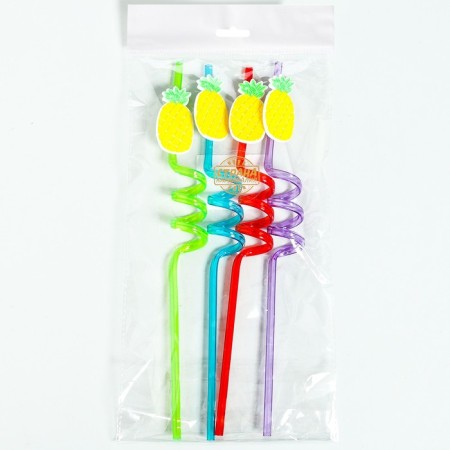 Pineapple cocktail tubes, set, 4 pcs., Mix color-3