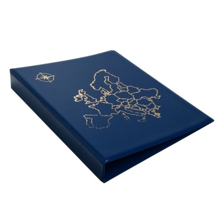 Album for coins on rings, optima format 230 x 265 mm Calligrata "map", includes up to 20 sheets, PVC cover, blue-1