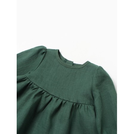 Платье с воротничком Крошка Я Linen, 80-86, зеленый-4