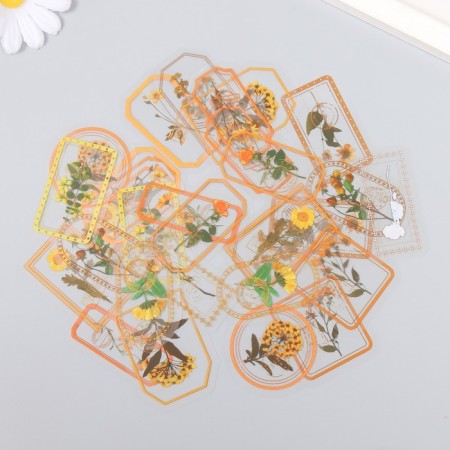 Stickers for creativity "Tags - yellow flowers" set of 30 pcs 0.2x8x11 cm
