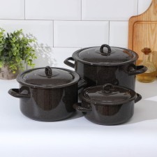 Set of pan “granite”, 3 subjects: 1.5 l, 3 l, 4.5 l, induction, brown color