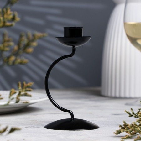 Summary Metal for 1 candle "Mona", 14x7.3 cm black-1