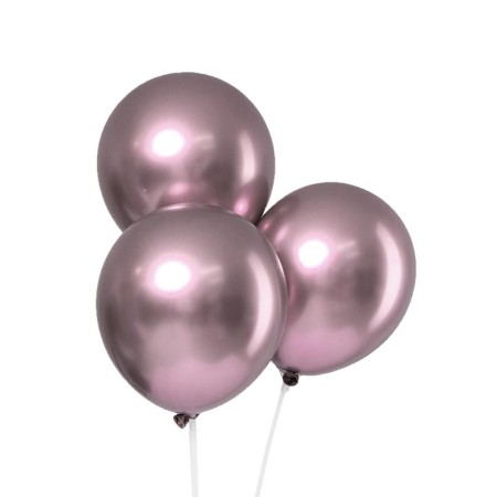 Latex ball 12 "Chrome", metal, set of 5 pcs., Lilac color
