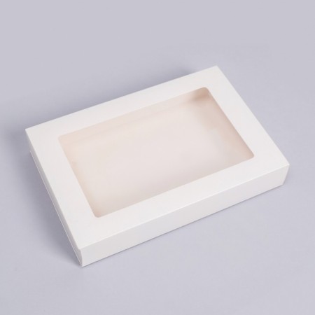 Box fold, pencil case, with a window, white, 30 x 20 x 5 cm-1