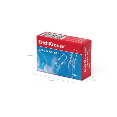 Office paper clips 33mm, 100pcs, galvanized, erichkrause, cardboard packaging-3
