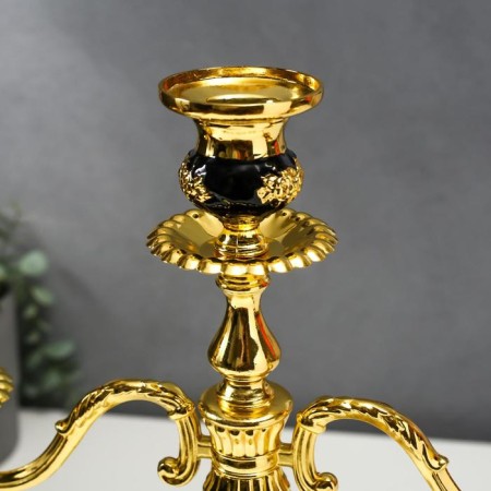 Summary Metal for 3 candles "rosary" gold, black enamel 35.5x32x12 cm-2