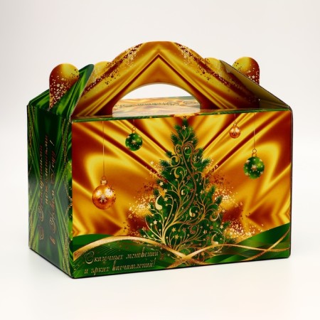 Gift box "Festive silk bended" New Year's suitcase medium 20 x 12 x 19 cm 1065302-2