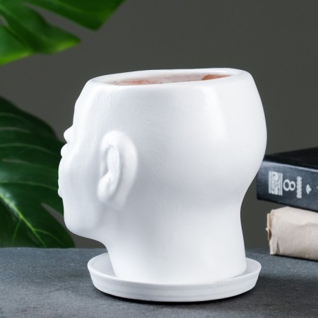 Pot - Organizer "Head" White, 1.3 l / 16x16x14cm-3