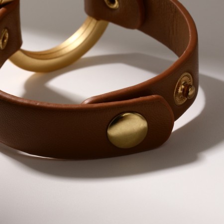 Bracelet Skin "Pompeii" rivets, brown color in gold, 21 cm-3