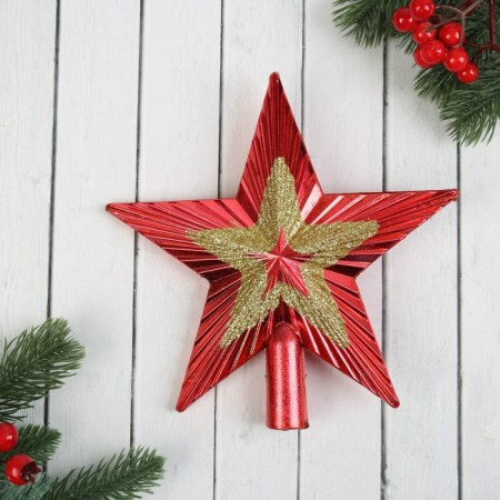 Top "Ribbed double star" 19.5x19.5 cm, red-gold