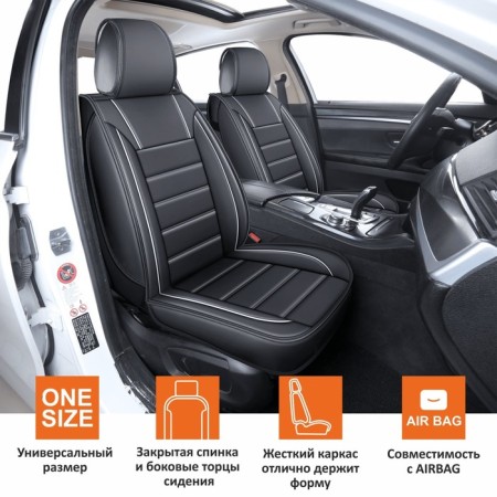 Frokes on the seat, universal Senator Stark, eco -leather, 2pcs, black-1