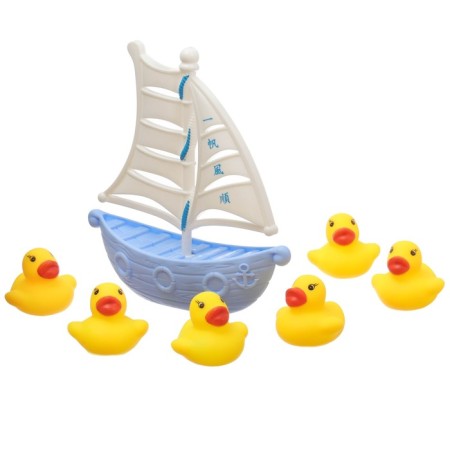 A set of rubber toys for the bath "Ducks on the ship", 7 objects, color mix, crumb I-12