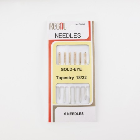 Sewing needles for tapestry No. 18/22, d = 1.15 mm, 4.2 - 4.6 cm, with a golden ear, 6 pcs-2