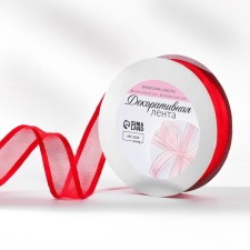 Decorative tape, nylon/satin, 20 mm, 18 ± 1 m, red color