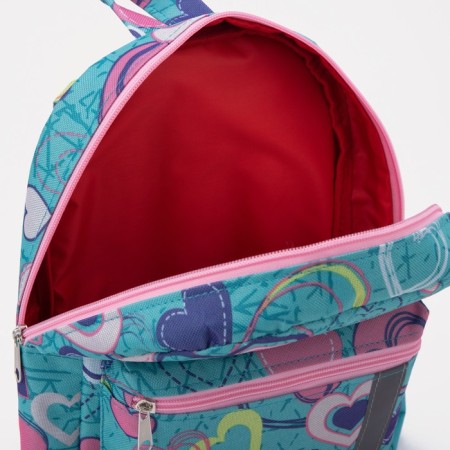 Baby backpack on a zipper, an external pocket, a reflective strip, the color of turquoise-3