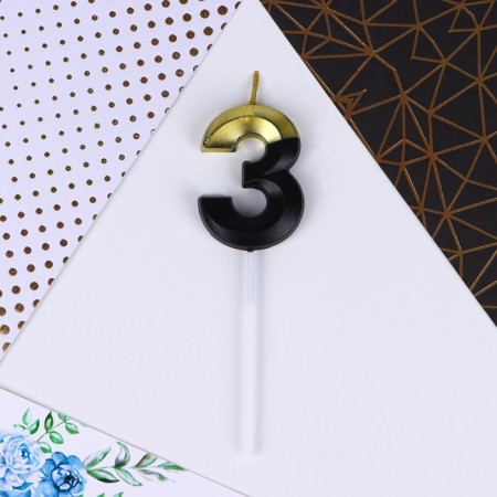 Candle for the cake, number "3", 12 x 3.5 cm.-2