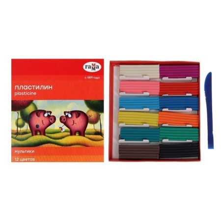 Plasticine 12 colors 240 g, gamut "Cartoons", with stack, cardboard packaging 280018-3