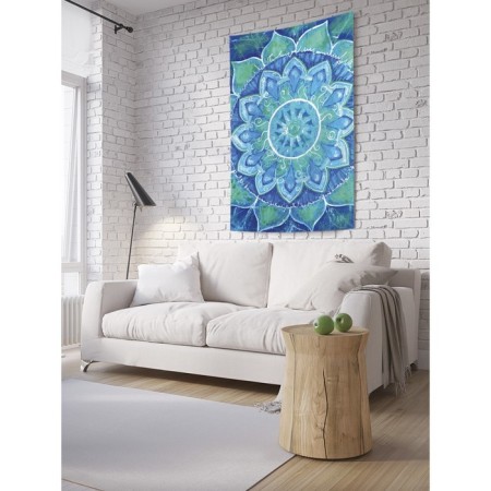 Decorative panel with photo printing "blue-green mandala", vertical, size 100x150 cm