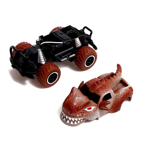 Dino radio -controlled jeep works on batteries, brown color-3